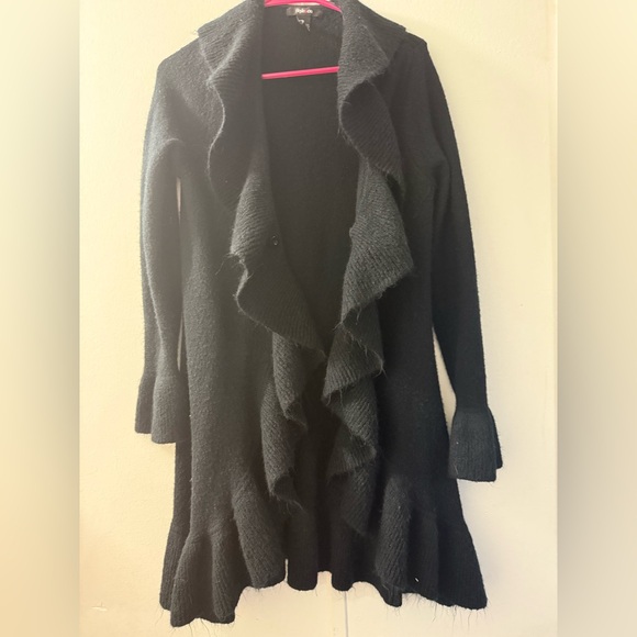 Style & Co. Black Ruffle-Front Open Cardigan - Picture 4 of 6